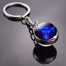 Load image into Gallery viewer, 12 Constellation Keychain Fashion Double Side Cabochon Glass Ball Keychain Zodiac Signs Jewelry For Men For Women Birthday Gift
