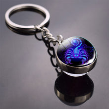 Load image into Gallery viewer, 12 Constellation Keychain Fashion Double Side Cabochon Glass Ball Keychain Zodiac Signs Jewelry For Men For Women Birthday Gift
