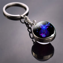 Load image into Gallery viewer, 12 Constellation Keychain Fashion Double Side Cabochon Glass Ball Keychain Zodiac Signs Jewelry For Men For Women Birthday Gift
