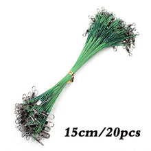 Load image into Gallery viewer, 20PCS Anti Bite Steel Fishing Line Steel Wire Leader With Swivel Fishing Accessory Lead Core Leash Fishing Wire 15CM-50CM
