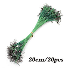 Load image into Gallery viewer, 20PCS Anti Bite Steel Fishing Line Steel Wire Leader With Swivel Fishing Accessory Lead Core Leash Fishing Wire 15CM-50CM
