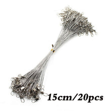 Load image into Gallery viewer, 20PCS Anti Bite Steel Fishing Line Steel Wire Leader With Swivel Fishing Accessory Lead Core Leash Fishing Wire 15CM-50CM
