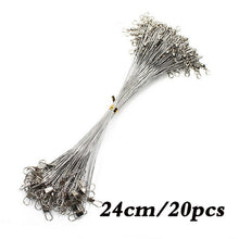 Load image into Gallery viewer, 20PCS Anti Bite Steel Fishing Line Steel Wire Leader With Swivel Fishing Accessory Lead Core Leash Fishing Wire 15CM-50CM
