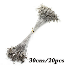 Load image into Gallery viewer, 20PCS Anti Bite Steel Fishing Line Steel Wire Leader With Swivel Fishing Accessory Lead Core Leash Fishing Wire 15CM-50CM
