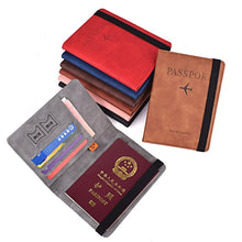Load image into Gallery viewer, Elastic Band Leather Passport Cover RFID Blocking For Cards Travel Passport Holder Wallet Document Organizer Case Men Women
