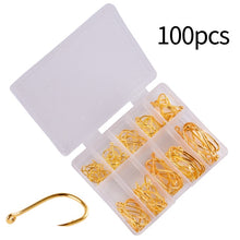 Load image into Gallery viewer, 100Pcs Fishing Hooks Set Carbon Steel Single Circle Fishing Hook Fly Fishing Jip Barbed Carp Hooks Sea Tackle Accessories
