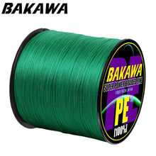 Load image into Gallery viewer, BAKAWA  4 Braided Fishing Line   Length:300m/330yds  Diameter:0.2mm-0.42mm,size:10-85lb Japan PE braided line  Floating Line
