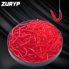 Load image into Gallery viewer, 20PCS-100pcs Lifelike Red Worm Soft Lure Earthworm ice Winter Fishing Silicone Artificial Bait Fishy Shrimp Additive Bass Carp
