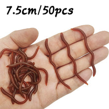 Load image into Gallery viewer, 20PCS-100pcs Lifelike Red Worm Soft Lure Earthworm ice Winter Fishing Silicone Artificial Bait Fishy Shrimp Additive Bass Carp
