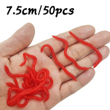 Load image into Gallery viewer, 20PCS-100pcs Lifelike Red Worm Soft Lure Earthworm ice Winter Fishing Silicone Artificial Bait Fishy Shrimp Additive Bass Carp
