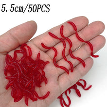 Load image into Gallery viewer, 20PCS-100pcs Lifelike Red Worm Soft Lure Earthworm ice Winter Fishing Silicone Artificial Bait Fishy Shrimp Additive Bass Carp
