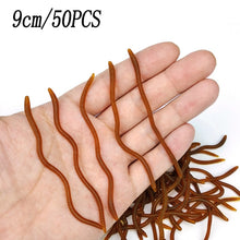 Load image into Gallery viewer, 20PCS-100pcs Lifelike Red Worm Soft Lure Earthworm ice Winter Fishing Silicone Artificial Bait Fishy Shrimp Additive Bass Carp
