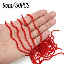 Load image into Gallery viewer, 20PCS-100pcs Lifelike Red Worm Soft Lure Earthworm ice Winter Fishing Silicone Artificial Bait Fishy Shrimp Additive Bass Carp
