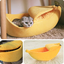 Load image into Gallery viewer, Banana Cat Bed House Cozy Cute Banana Puppy Cushion Kennel Warm Portable Pet Basket Supplies Mat Beds for Cats &amp; Kittens
